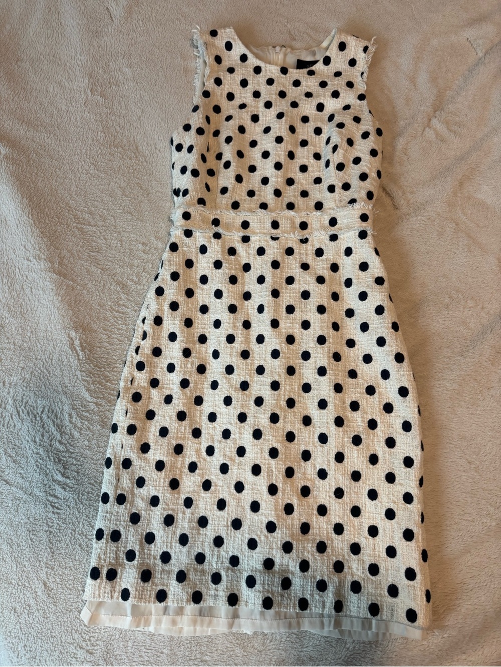 J. Crew Cream Midi Dress with Black Polka Dots